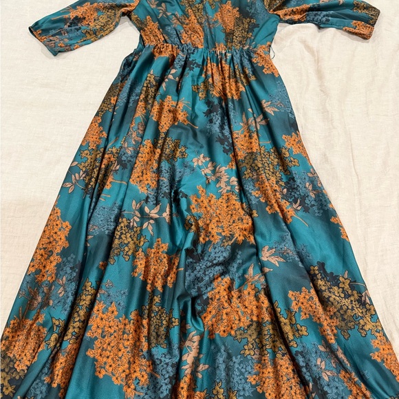 Baltic Born Teal Maxi Dress with Rust Floral Print - Picture 4 of 8